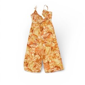 TIMING Tropical Leaf Print Wide Leg Jumpsuit Women’s Size L NWT